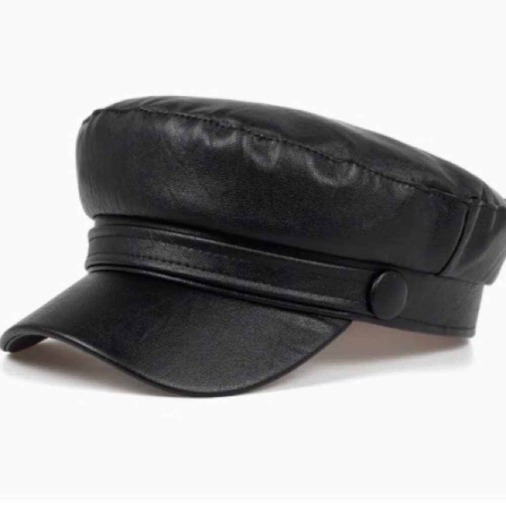 - - Biker Cap Faux Leather
